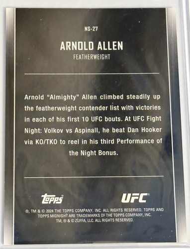 ๐ฅ2024 Topps Midnight UFC #NS-27 - Night Stars Insert - Serial# 1/1 ๐ - Picture 3 of 3