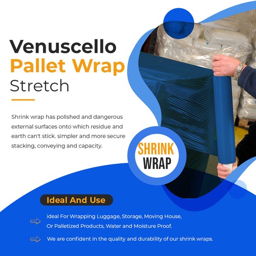 Pallet Wrap Blue Stretch Shrink Wrapping Roll Cling Film 400 mm x 200 m 20 mu - Picture 6 of 7