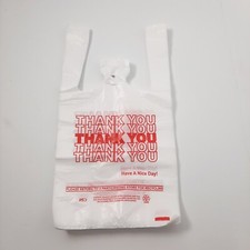 THANK YOU T-Shirt Small shopping Bags 32x19x22 Cm, White Plastic,50-100 shoppin