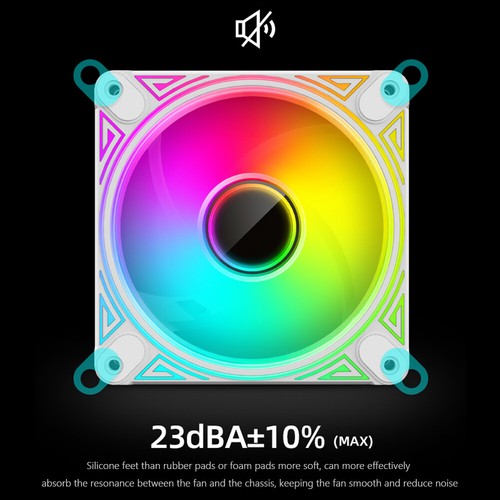DM1 5V 3PIN ARGB 12V 4PIN PWM Luminous PC Case Fan (White Reverse) - Photo 9/10
