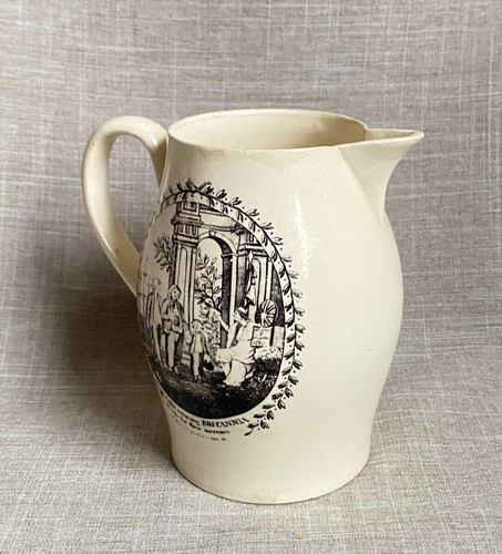 Antique 1797 Nelsons Royal Navy Creamware Ale Jug Pitcher Celebrate Pay Increase - Picture 3 of 19