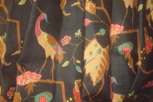 One Pr 2 pc Custom Lined DRAPES Paloma Picasso BIRDS Pinch Pleat Black 90" lg - Picture 2 of 9