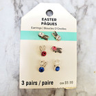 Easter Bunny Rabbit Earrings Pierced Set of 3 Nickel Free Child Size NIP 