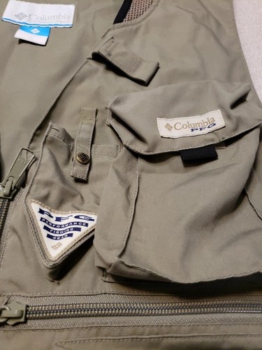 Columbia PFG fishing vest Gray multiple pockets Xl - Picture 6 of 9