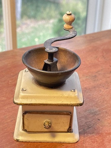 Antique German doll house kitchen miniature Tin Plate Coffee Grinder - Picture 2 of 7
