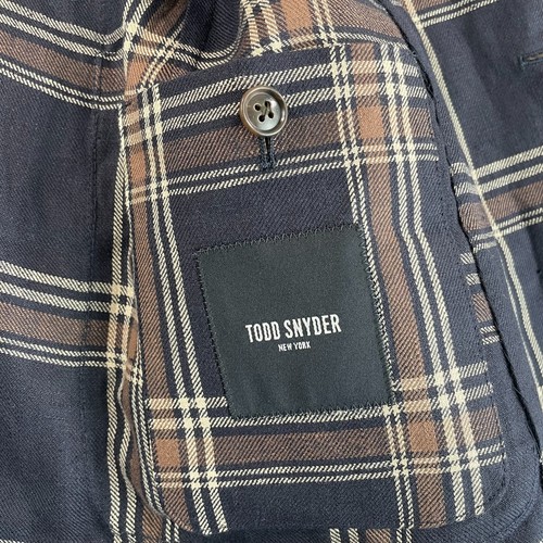 Todd Snyder Sport Mantel 40R schwarz braun kariert 100% Leinen unstrukturiert Italy Neu ohne Etikett - Bild 5 von 14
