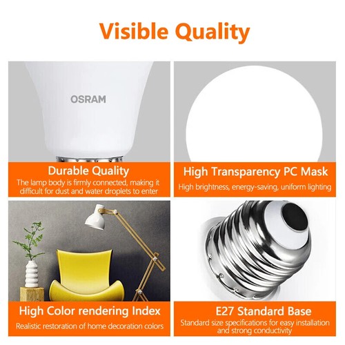 OSRAM LED Bulb 13W 220V Frosted Lamp E27 6500K Cool White Outdoor Indoor Light - Picture 3 of 6