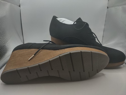Dr. Scholls Where To Womens Wedge Ankle Lace Up Bootie Shoes Size 11 M Black NEW - Picture 2 of 10
