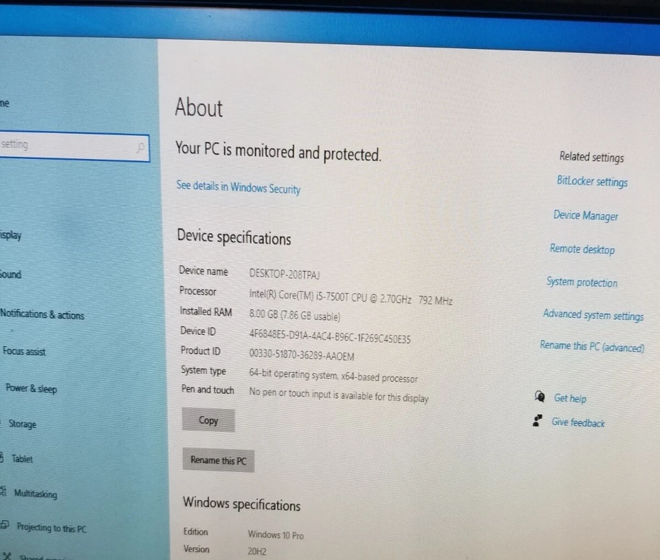 Dell OptiPlex 7060 Micro i5 (7th Gen)| 128GB + 500GB| 8GB 2.70GHz Win10 pro - Image 4 of 4