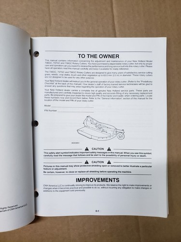 ONE - New Holland 736GC 737GC 738GC Rotary Cutter Operators Manual - Picture 2 of 5