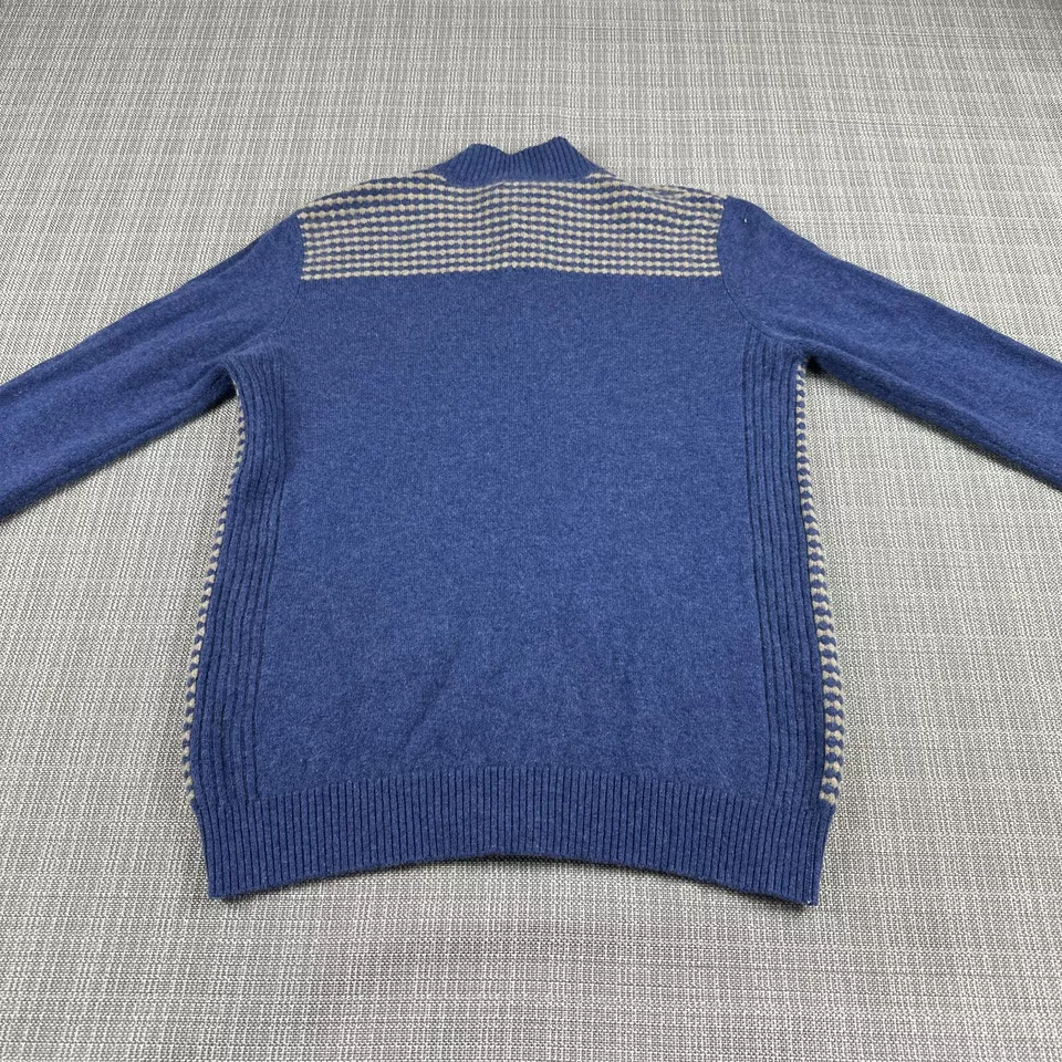 Кашемировый кардиган свитер женщин XS синий ребристый в полоску полный молнии учитель - Изображение 4 из 4