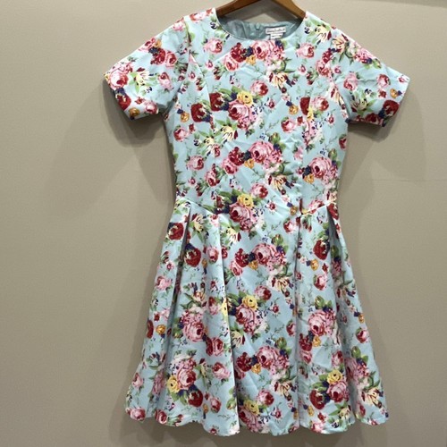 Chasing Fireflies Vintage-Style Floral Party Dress Girls Size 14 Blue Rose Print - Picture 9 of 14