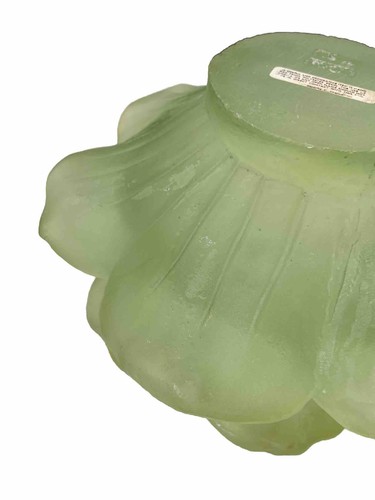 Vintage Dorothy C. Thorpe Inc. Cast Resin Green Double Flower Bowl 11” Diameter - Picture 19 of 24
