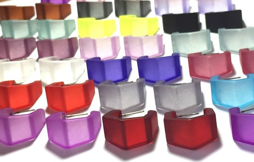 Pendientes de aro de lucita esmerilada hexagonal geo vintage rosa claro - Imagen 4 de 6
