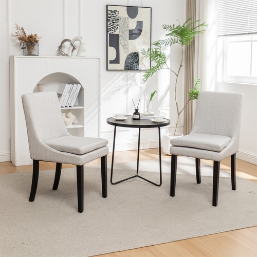 Dining Chair Set of 2 Upholstered Kitchen Dining Room Chairs with Solid Wood Leg - Picture 3 of 48