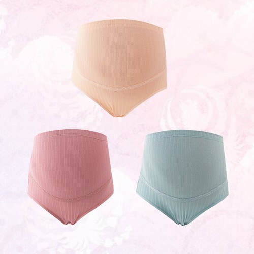  3pcs M Cotton High Waist Adjustable Maternity Panties Splice Stomach Lift - Bild 16 von 20