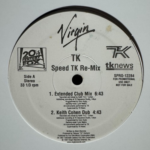 TK - SPEED TK RE-MIX (12") 1997!!  RARE!!  KEITH COHEN + DAVID FORD / SPRO-12284 - Picture 1 of 2