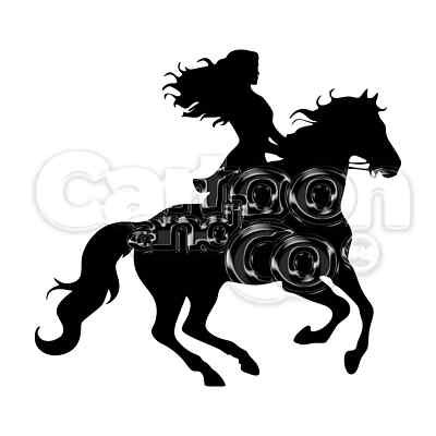 Woman Hair in the Wind Riding Horse SVG Vector Clipart Design Silhouette