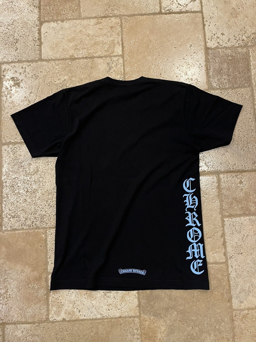 Chrome Hearts Black Pocket Tee Blue Script Neck Logo size