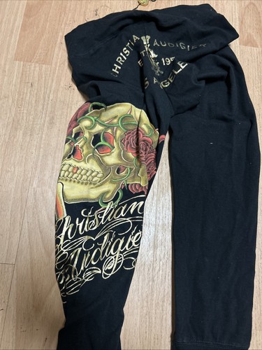 Ed Hardy by Christian Audigier WOMEN’s DETH Graphic black legging extra small - Picture 7 of 7