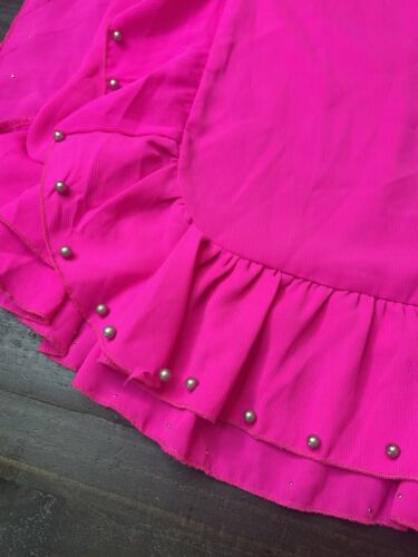 TCEC Women Dress Hot Pink Ruffles Silver Studs Size M - Picture 4 of 9