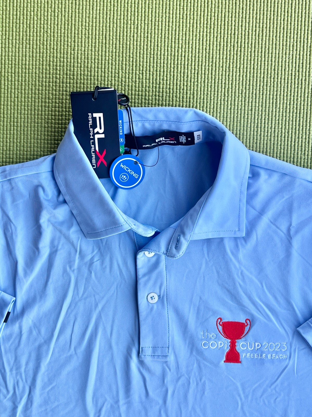 Ralph Lauren RLX Pebble Beach Light Blue Golf Polo Size Medium NWT thumbnail 4