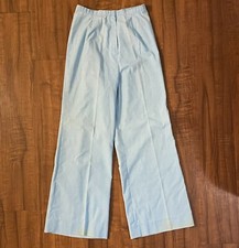 Vintage 70  s Handmade Blue Cotton Wide Leg High Waist Trousers Women  s S 26x29