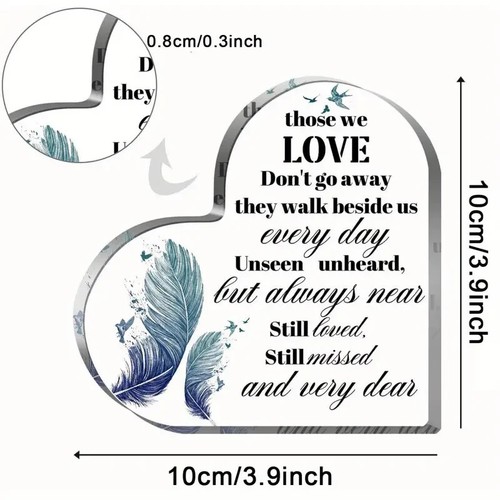 Those We Love Walk Beside Us Everyday Heart Shaped Acrylic Memorial Plaque - Picture 2 of 3
