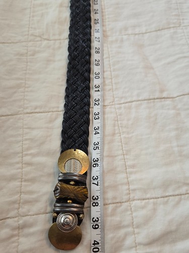 Marjorie Baer SF Belt Mixed Media Black Woven Braided 40"L Art to Wear • Signed - Picture 12 of 16
