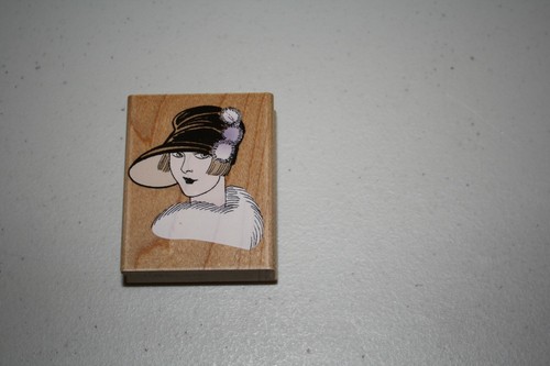 Hero Arts E2488 Brimmed Hat With Poufs Great Gatsby Lady 2"x 2.5" Crafting 2002 - Picture 1 of 4