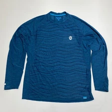 NRS Mens M Blue Waves Long Sleeve Stretch Pullover Mock Neck