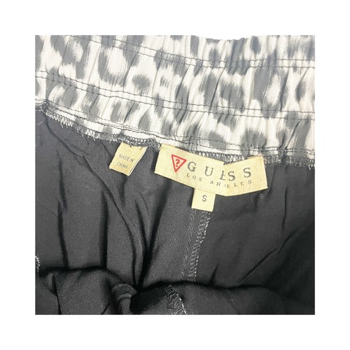 Guess Womens S Gray Black Cheetah Print Chiffon shorts Stretch Waist Cuffed Hem - Picture 4 of 5