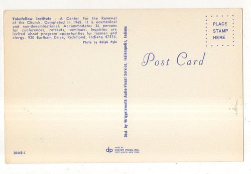 Yokefellow Institute, RICHMOND IN Vintage Indiana Postkarte - Bild 2 von 2