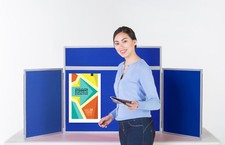Portable Folding Exhibition Display Stand Landscape 3 Panel with Header and Bag 