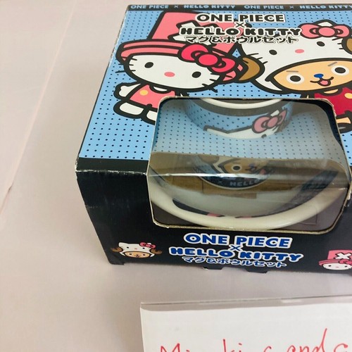 Sanrio Hello Kitty Tony Tony Chopper Mug Cup Bowl 2 Set One Piece Dot Blue JP - Picture 12 of 24