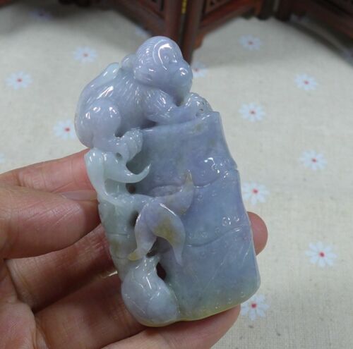 Colgante grande fino natural tipo A lavanda jadeíta mono de jadeíta - Imagen 2 de 10