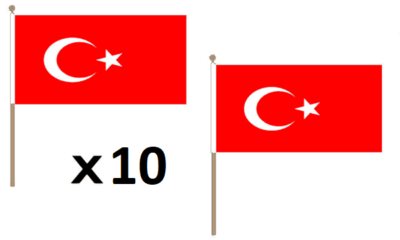 5x Türkei Stockflaggen 30x45 Cm – Polyester, UV-beständig, Mit 60 Cm Stab – Für Partys, Sport, Deko