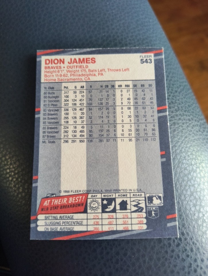 DION JAMES 1988 FLEER 543 FREE SHIPPING eBay
