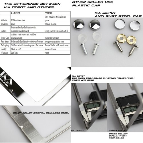 Marco de matrícula T304 verde cromado acero inoxidable vástago plateado grabado con láser - Imagen 9 de 10