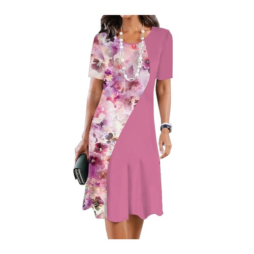 Ladies Summer Beach Boho Dresses Holiday Print ShortSleeve Shirt Dress PlusSize* - Picture 4 of 23