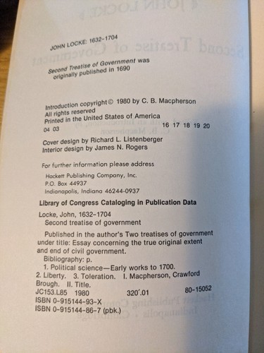Second Treatise of Government (Hackett Classics) - Bild 2 von 6