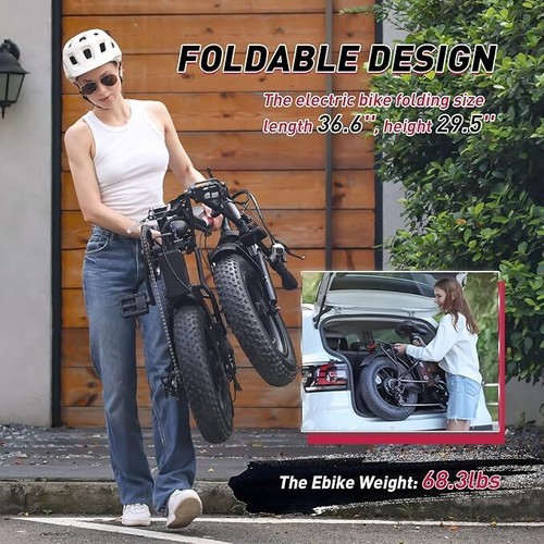 750W Electric Bike 22MPH 50Miles Foldable UL2849 Certified Ebike for Adults - Picture 3 of 9