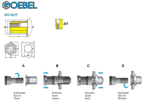 250 tuercas remachables ciegas tuercas remachables M8 acero galvanizado 11,0 x 18,0 mm cabeza avellanada abierta - Imagen 2 de 7