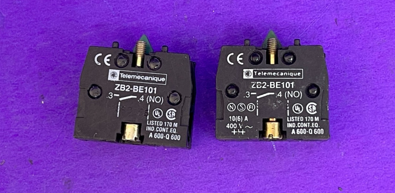 Telemecanique ZB2-BE101, 1 N.O, 10A, 600V Contact Block [Lot of 2]