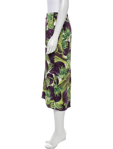 Dolce and Gabbana Eggplant Print Midi Skirt L/10/46 IT - Imagen 2 de 3