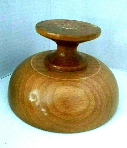 Vintage Mid-Century Modern Hand-Turned Wood Compote Footed Candy Trinket Dish - Picture 5 of 7
