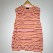 SIGRID OLSEN SPORT Colorful Sleeveless Knit Top Size 3X Cotton Blend Boxy