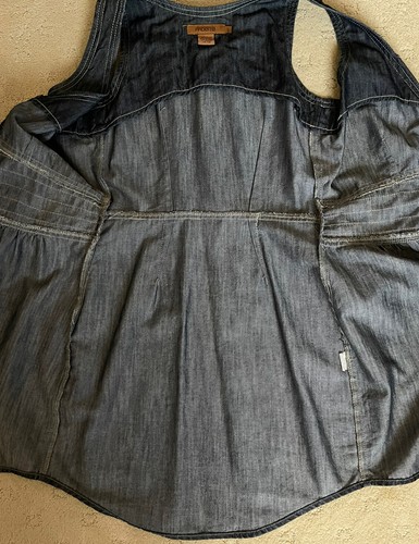 Arden B Denim Dress Women's size S Jean Waistcoat Button Up Sleeveless Belted - Picture 10 of 12