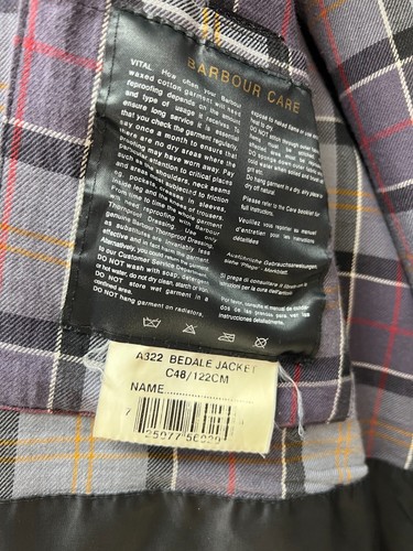 Vintage Barbour Bedale A322 Wax Jacket Coat Men Size C48/122cm - Picture 8 of 15