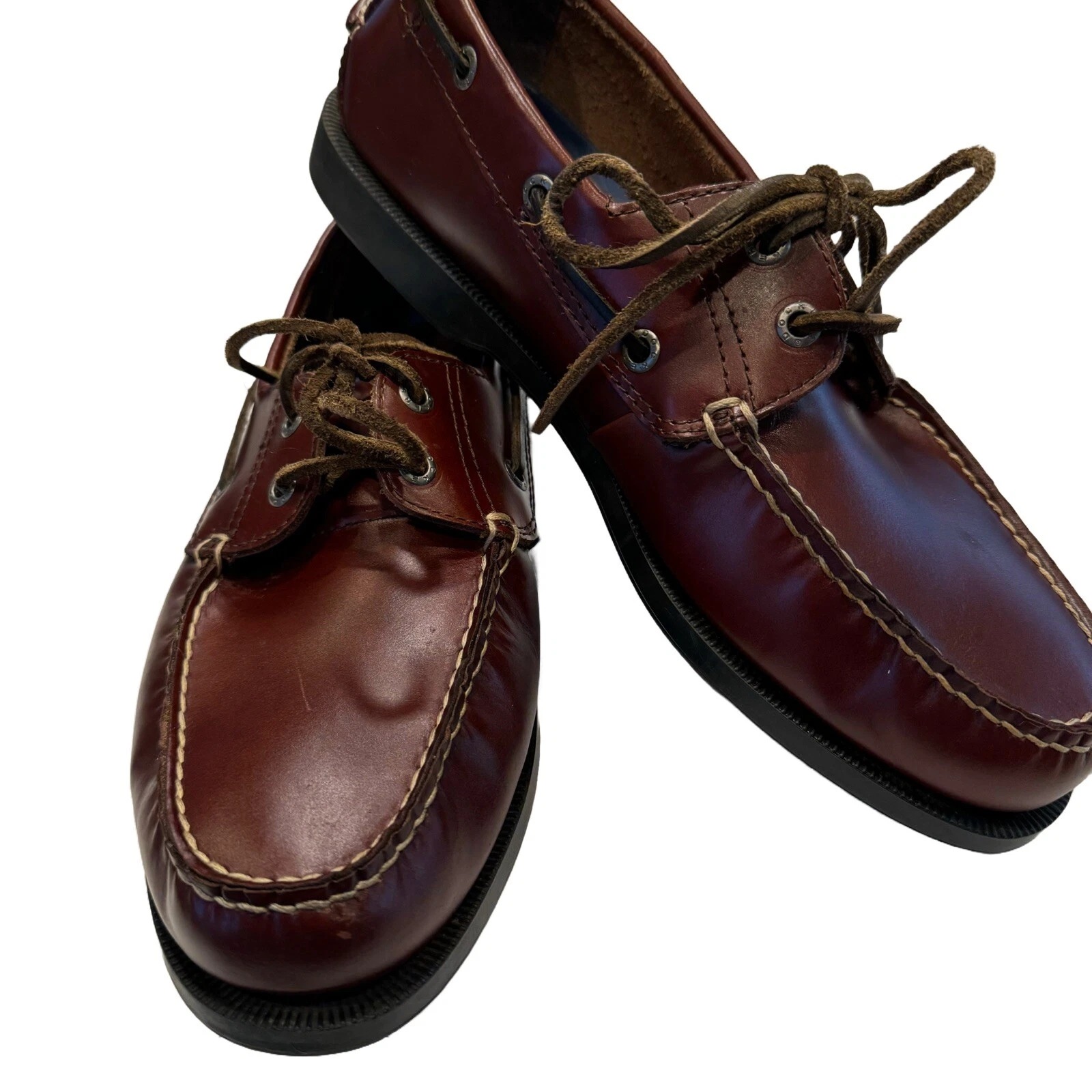 Dockers "Vargas" Brown Leather Casual Moc Toe Oxfords Slip On Lace Shoes Size 9